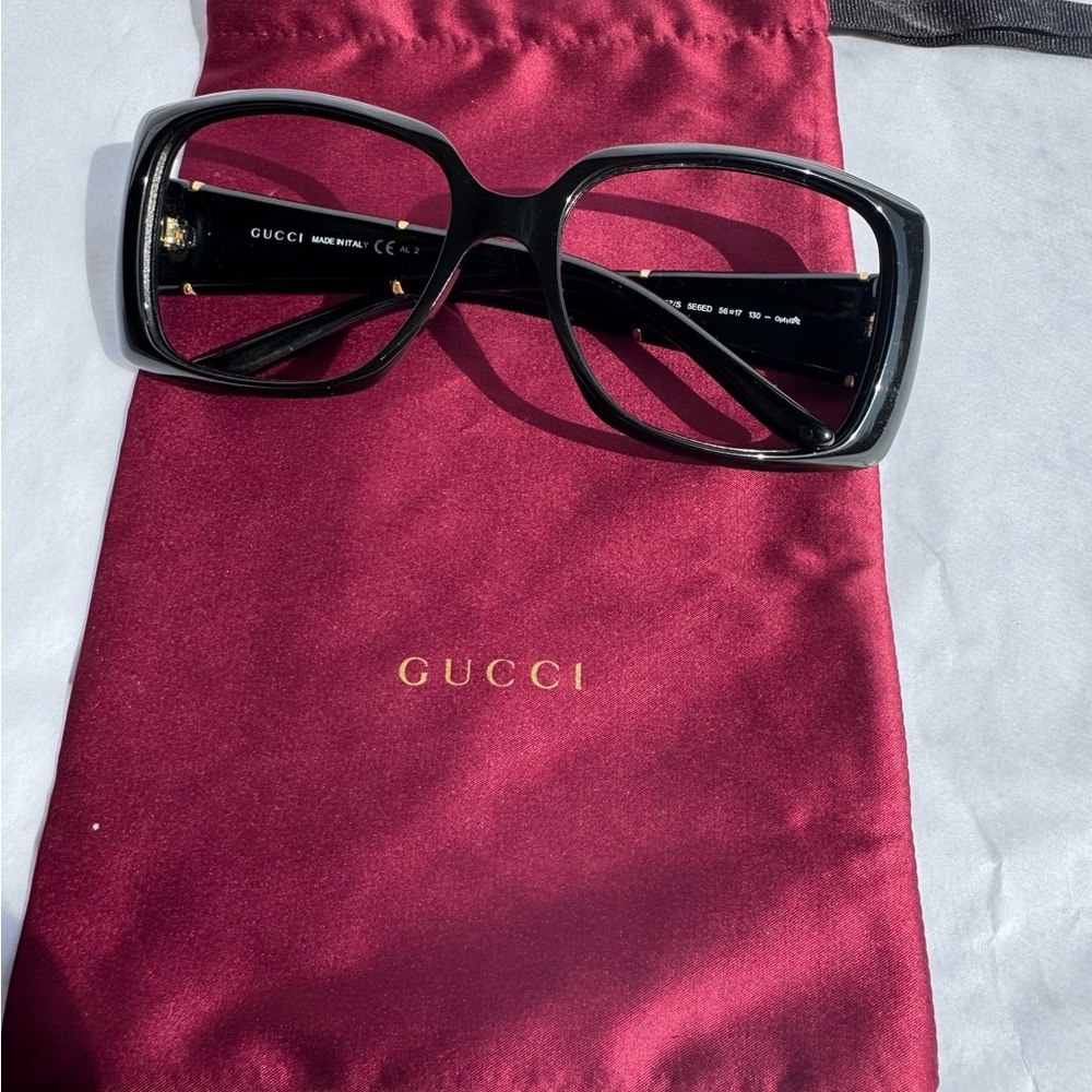 Gucci Black Rectangular Glasses